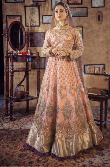 Buy Royal Blue Pakistani Bridal Dress for Walima – Nameera by Farooq